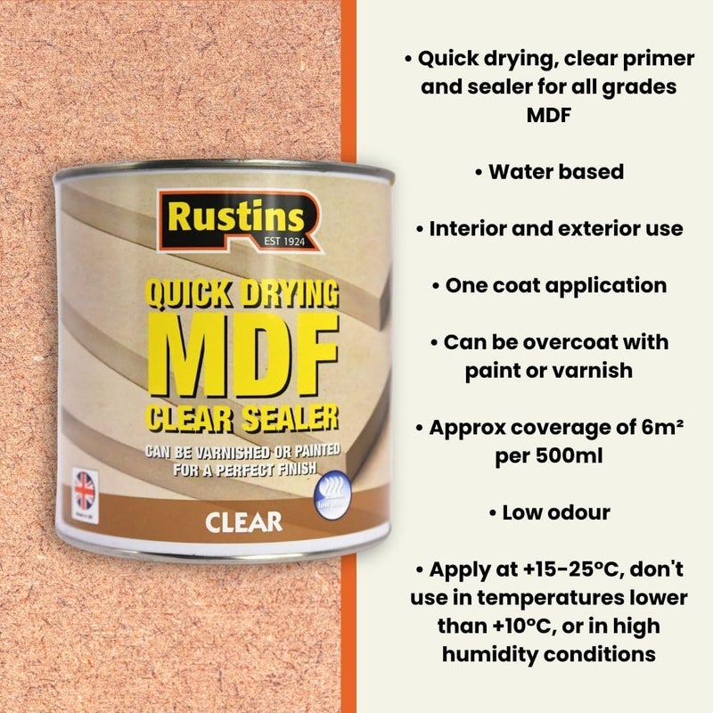 RUSTINS Quick Dry MDF Sealer - Professional Sealant for Rapid Results, 500ml - Image 3
